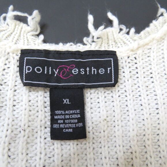 Polly & Esther Junior's Deconstructed Star Sweater Cream/Pink XL EUC - Picture 9 of 10